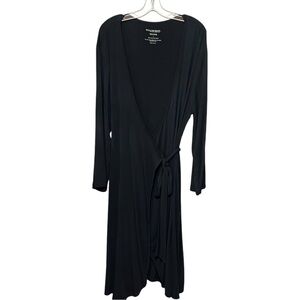 Pine Cone Hill Black Willow Knit Bamboo Wrap Dress Large